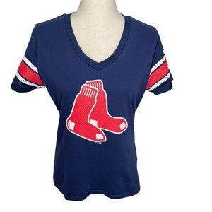 Boston Red Sox Fanatics Navy Blue V-Neck Mesh/Cotton Blend Size Medium
